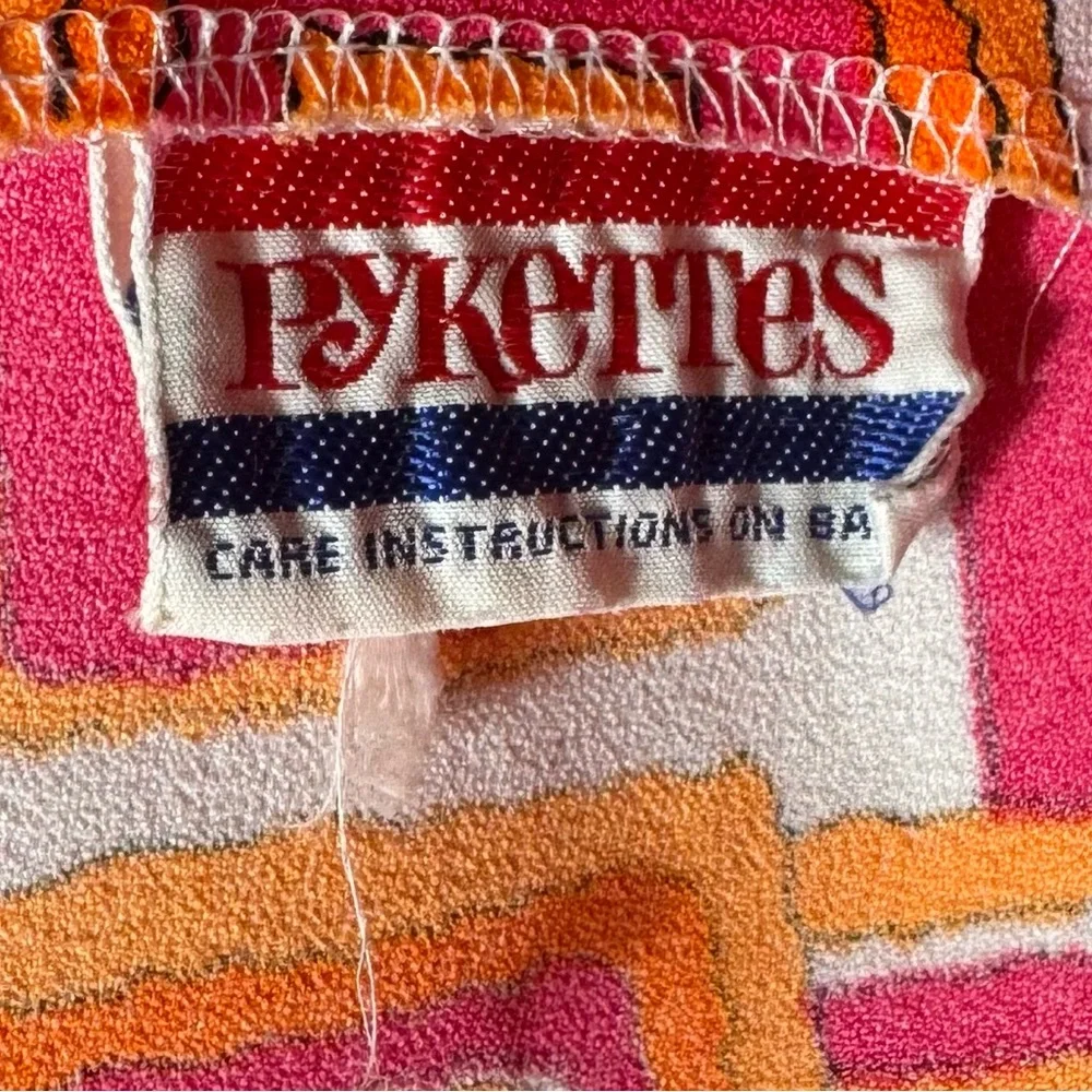 🌸 Vintage 60s Pykettes Psychedelic Geometric Tunic Blouse | Mod Op-Art Top - Picture 5 of 8